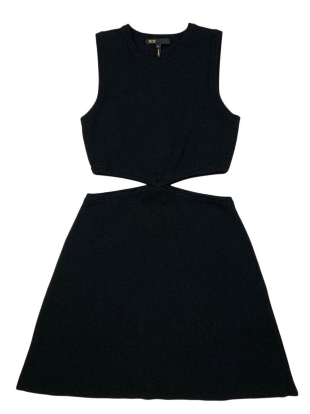 Maje Open Waist Mesh Dress 40 US L Noir Metallic Cutout - Picture 14 of 15